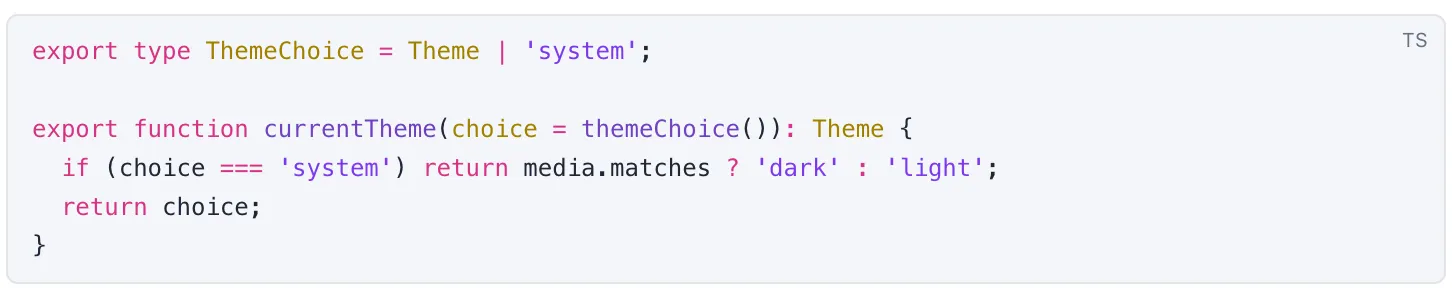 A code block in Claude's reply with syntax colours and the copy button in its corner